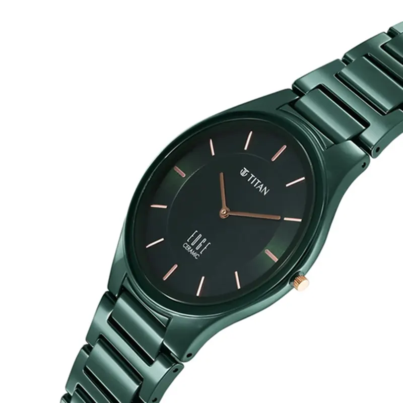 Titan Slimmest Ceramic Green Dial Men’s Watch- 1696QC06